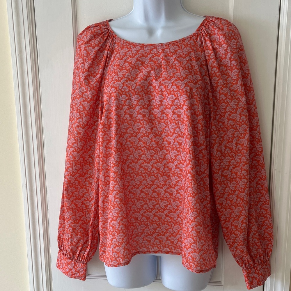 J. Crew Liberty Cotton Print Women's Blouse M Floral Long Sleeves Cottagecore‎